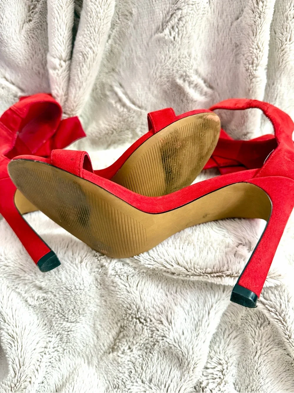 Betsey Johnson Friskyy Red Suede Leather High Heel Sandals
